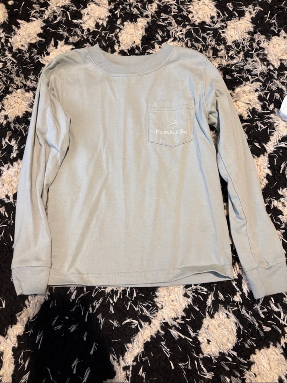 Properly Tucked Kids' Long-Sleeve Pocket Tee in Light Blue